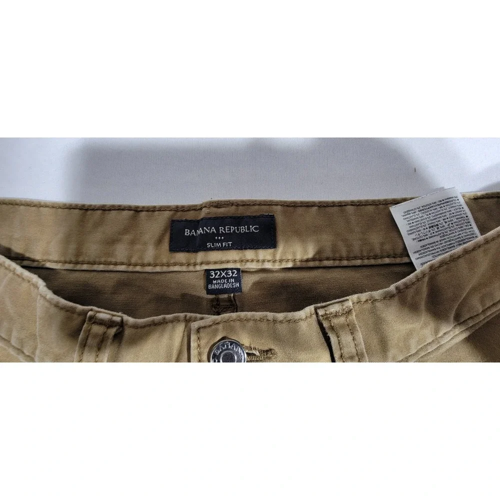 Banana Republic Mens Slim Fit Khaki Chino Pants Tan 32x32 Stretch Cotton